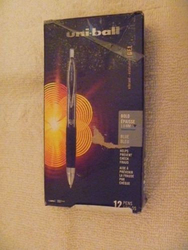 Uni-Ball Signo 207 Roller Ball Retractable Gel Pen, Blue Ink, Bold, 12 Open Box