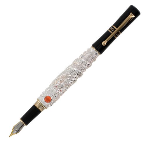 JinHao 666 Flying Dragon Silver Fountain Pen - Medium