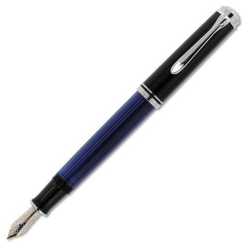 Pelikan Souveran M805 Black/Blue Fountain Pen, Fine Point (933622)