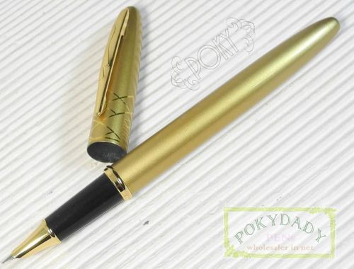 POKY X 388 Fountain Pen GOLD + converter + 5 cartridges VIOLET ink very smooth