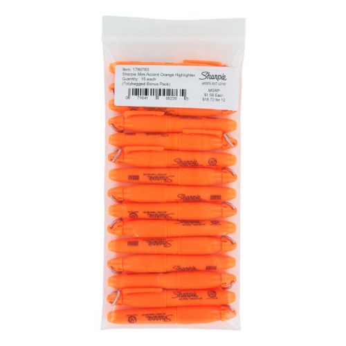 Sharpie Accent Mini Highlighters, Bright Orange, Chisel Tip, 15/Pack