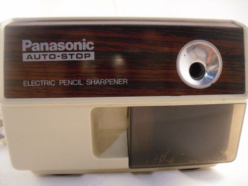 Panasonic Auto Stop Electric Pencil Sharpener KP110 KP-110 Ivory Wood Grain Vtg