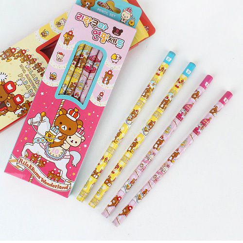8pcs cute rilakkuma wooden pencil b lead stationary writing school supplies for sale
