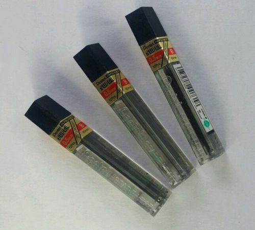 (3 Pack) Pentel Super Hi Polymer Pencil Refill Lead, 0.5 mm B , Black