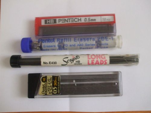 Mixed Lot Pencil Lead: Scripto, Pentel, Pentech, &amp; Pentel Refill Erasers PDE-1