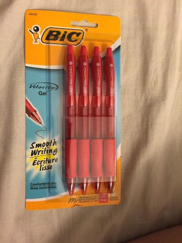 BIC Velocity Gel Retractable Red 4 Pack