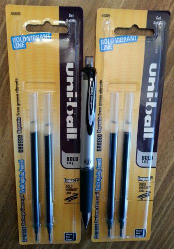 uni-ball Gel Impact Stick Bold Point Black Ink Pen with two sets of refills