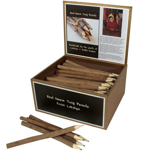 Box of 100 Neem Wood Pencils Handmade in India | Fair Trade |