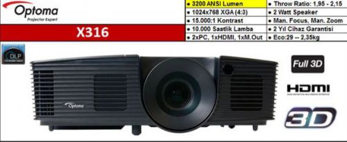 Optoma X316 Projector: 3200 LM, XGA, HDMI, 15.000:1 Contrast