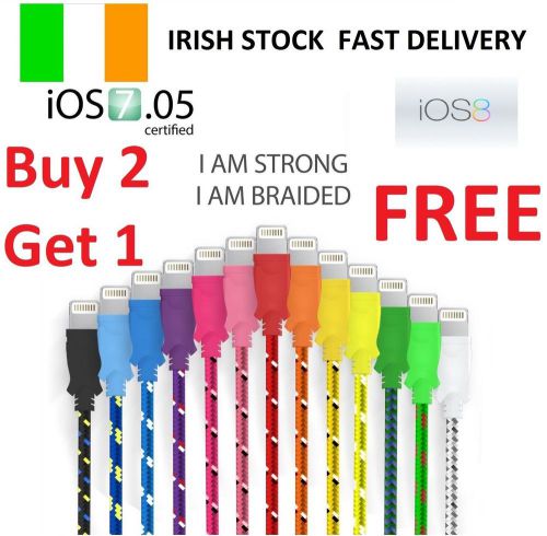Strong Braided Lightning Sync Data Cable Usb Charger For iPhone 5 5C 5S 6 6 Plus