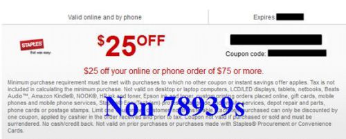 Staples 25 off 75 online or phone order.coupon(Instant delivery)