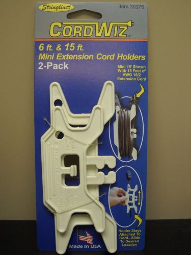 Nip stringliner cord wiz 6ft. &amp;15ft. mini extension cord holders 2-pack white for sale