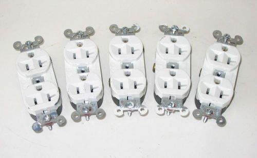 Lot of 5 Hubbell 20 Amp Duplex Outlets 125 Volt White