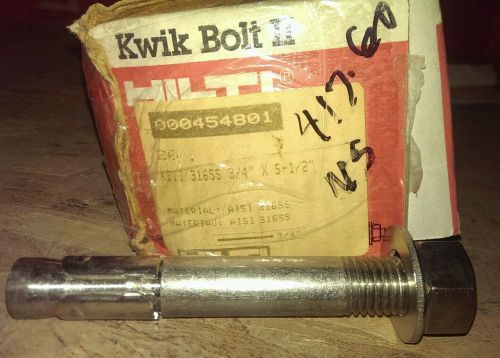 Hilti 316 stainless steel kwik bolt 2 wedge anchors 3/4 x 5 1/2 box of 20 for sale
