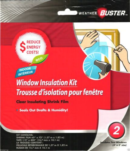 Weather Buster 2 Window Insulation Kit Clear Shrink Film 3&#039; x 5&#039; Tape Included