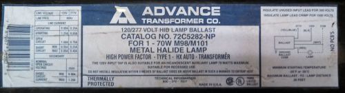 Advance 72c5282np 70 watt metal halide ballast 120 / 277 volts for sale