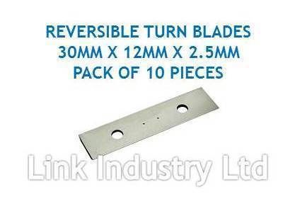10 pces. 30 x 12 x 2.5mm CARBIDE REVERSIBLE TURN BLADES REVERSIBLE TIP KNIVES