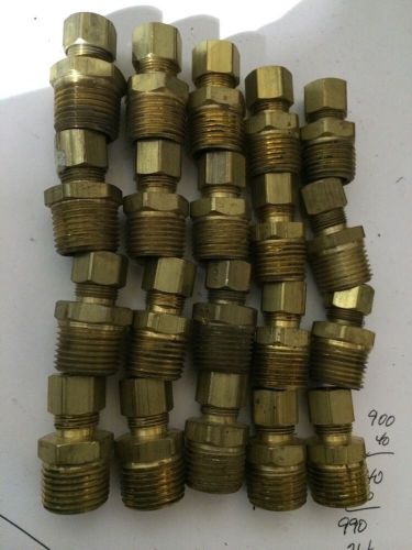 LOT OF 20 - 3/8&#034; Compression Tubing To 1/2&#034; MPT Brass Connector Fitting