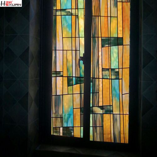 Privacy Window Glass Film Geometric Art Style Flower Decorative 35&#034; #N1-T