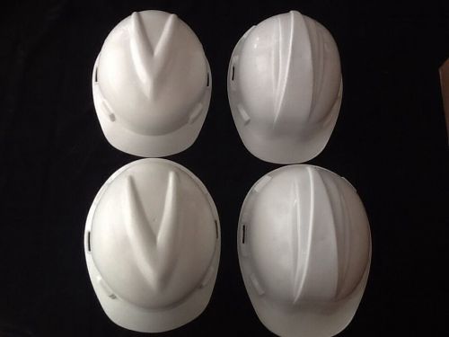 V-GARD MSA CONSTRUCTION HARD HAT HELMETS white protective gear lot of 4