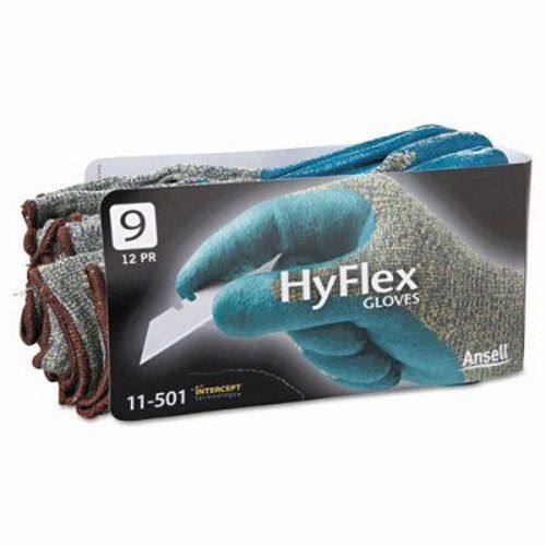 Ansell Hyflex Work Gloves, Blue, Large Size, 12 Pairs per Case (ANS 11501-9)