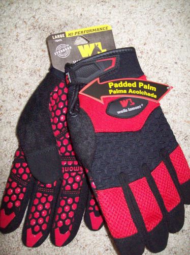 Wells lamont 7647l gripper work glove large red/black *** new*** for sale