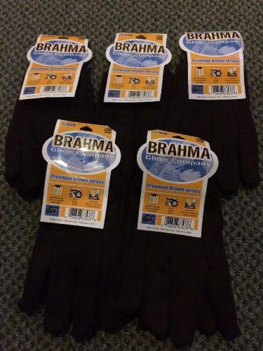 Brahma brown jersey work glove large  (NEW) Set Of 5 Size Large