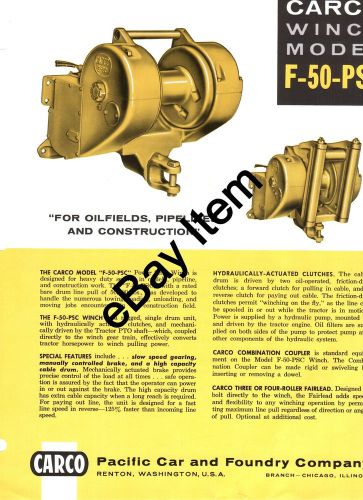 CARCO Winch Model F-50-PSC Brochure for Allis Chalmers HD-11 tractors crawlers