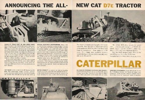 1962 Announcement ad for the New Cat Model D7E tractor, 7 photos, dbl-pg,