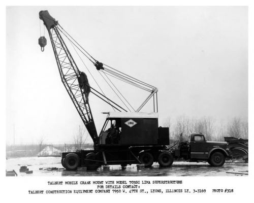 1955 white truck &amp; lima talbert crane photo poster zc4630-e4o6fa for sale