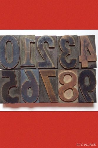 Numbers. 0-9, 3&#034; Tall,  Vintage Letterpress Wood Type Printing Blocks