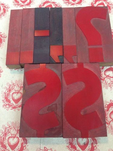 Antique Letterpress Type Acrylic On Wood Punctuation Set 5&#034; Tall