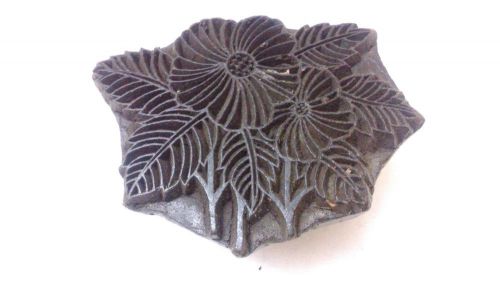 Vintage big size inlay carved jasmine flower pattern wooden printing block/stamp for sale