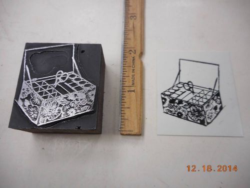 Letterpress Printing Printers Block, Open Sewing Box w Thread &amp; Scissors