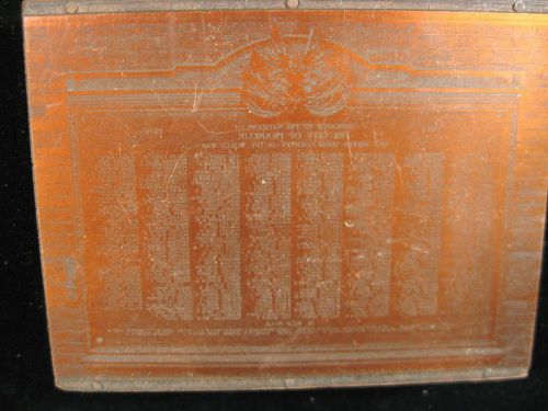 Vintage copper on wood print block wwi memorial franklin new hampshire for sale