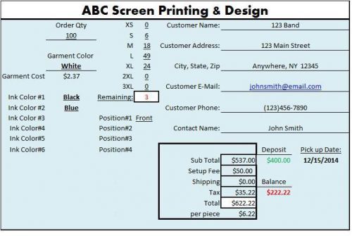 Easy Screen Printing Quote System
