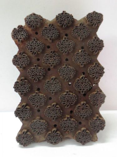 VINTAGE WOOD CARVED TEXTILE PRINTING FABRIC BLOCK STAMP HOME DECOR 09