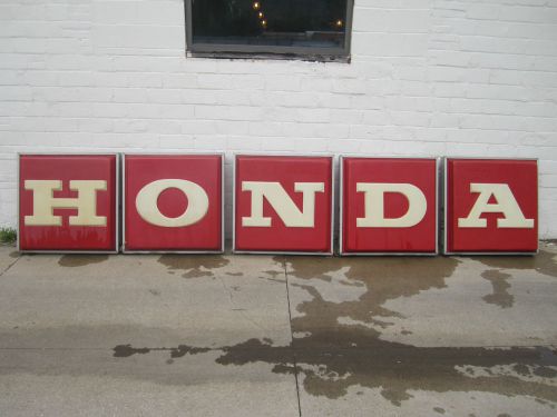 Vintage Double(2)Sided Honda Dealership Street Sign (5) 37&#034;x 37&#034; Lighted Letters