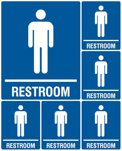 High Quality Plastic Signs Set Of 6 Wall RESTROOM Boys Room Sign Boy Men Man USA