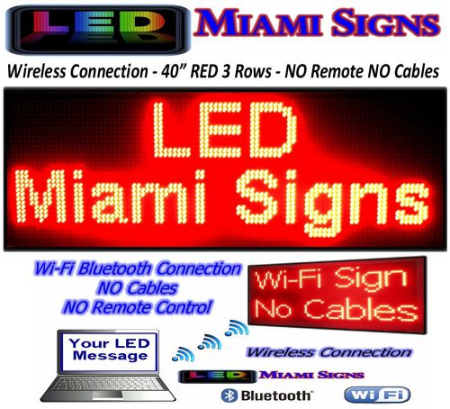 Wi-Fi LED Sign w/ WiFi Connection 40&#034; Programmable 3 Row LED Display Bright RED