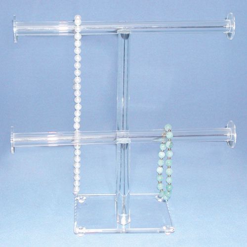 Clear acrylic dual t-bar display necklace display bracelet display acrylic for sale