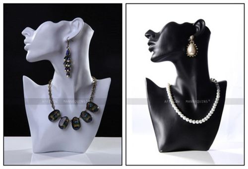 Ring necklace jewlery display half head #jw-b2wh+b2bk for sale