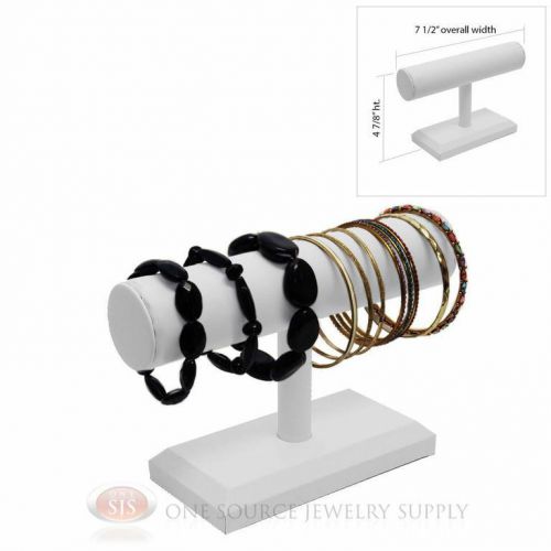 4 7/8&#034; White Leather 1 Tier T-Bar Round Jewelry Bracelet Display Presentation