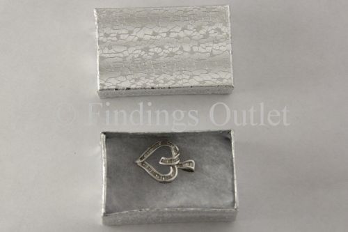 1 7/8&#034; x 1 1/4&#034; x 5/8&#034; Cotton Filled Jewelry Gift Box With Silve Texture 100 Pcs
