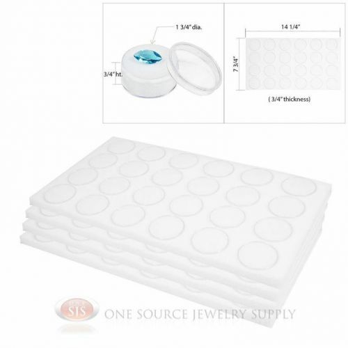 (4) Gem Jar 24 White Foam Inserts Tray Jewelry Display Organizer Gemstones