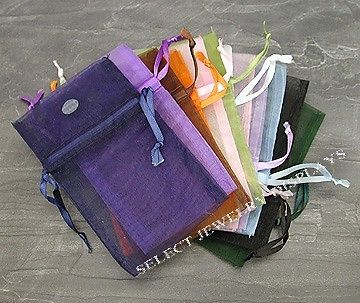 12pc Organza Mixed Colors Jewelry Pouch Display 3&#034;x3&#034;