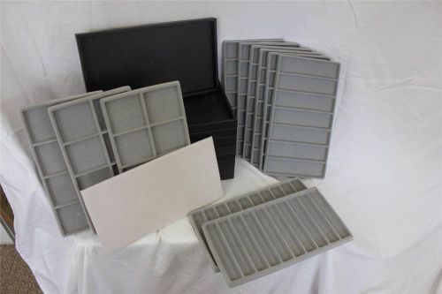 9 black plastic display sample tray jewelrytravel stackable plus inserts(#31) for sale