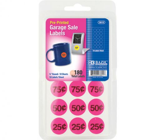 BAZIC Garage Sale Label (180/Pack), Case of 24