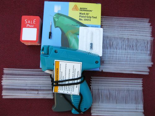 Avery dennison regular tagging gun +1000 barbs +100 sale  price tag +1 ex needle for sale