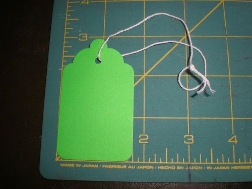 100 Size 8 Price Tags with String - GREEN -  1-11/16&#034; x 2-3/4&#034;
